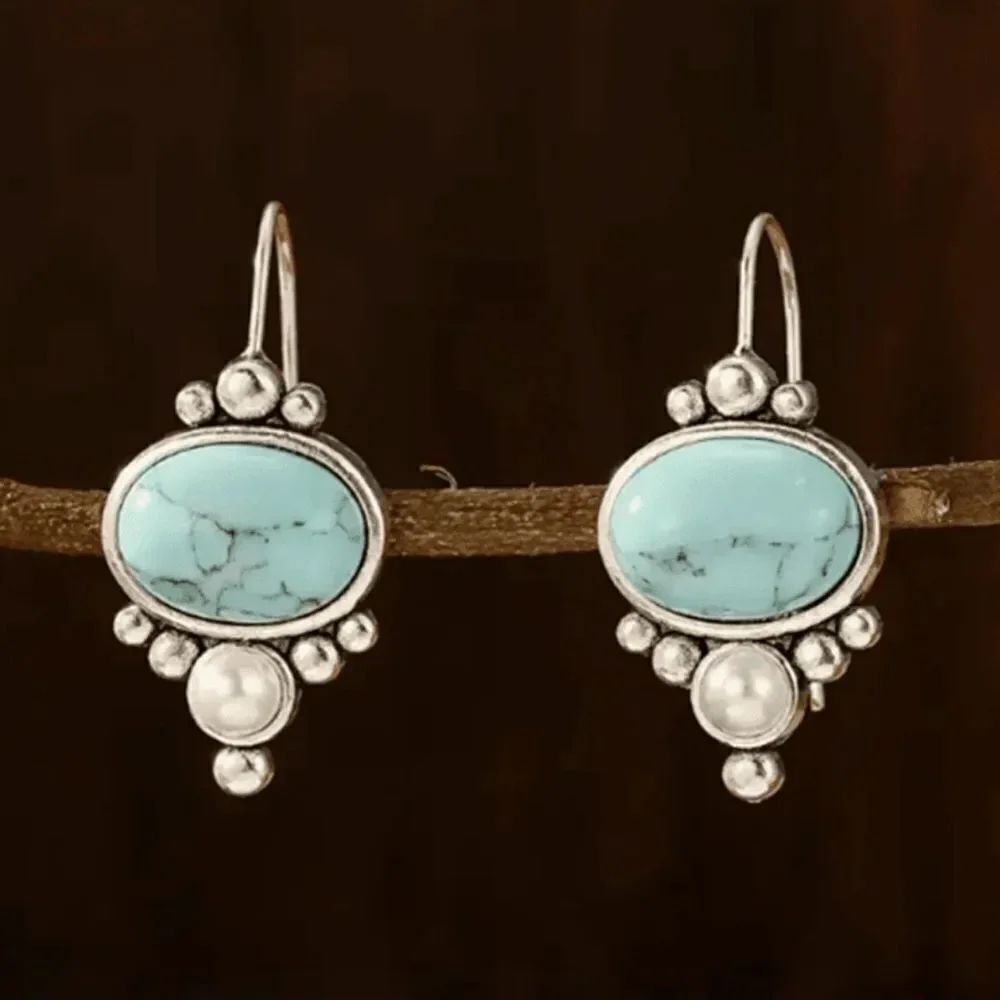 Turquoise and Silver Dangle Earrings S1283